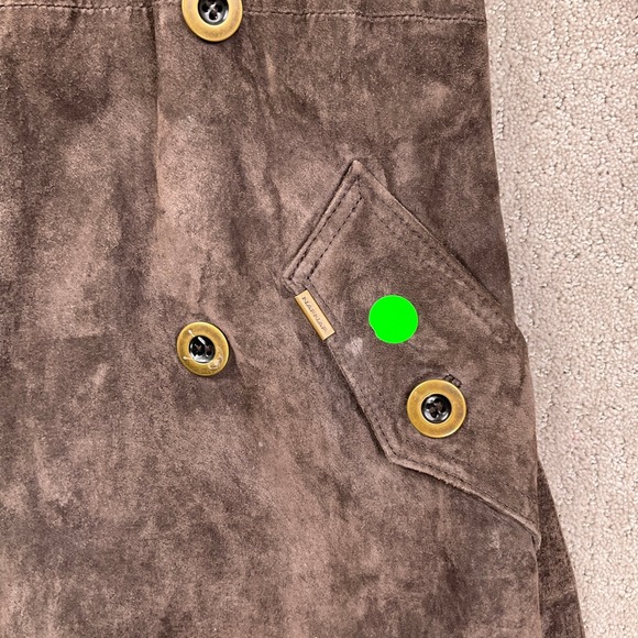 Naf Naf Trench Coat Womens 38 Brown Suede Double Breasted Belted 70s Retro VTG - Picture 9 of 15